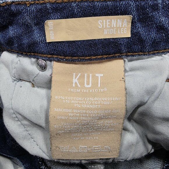 KUT From The Kloth Jeans Womens 2 Blue Sienna Wide Leg High Rise Cuffed Cropped - Picture 5 of 9